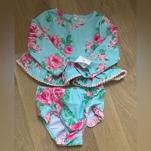 Mud Pie Colorful Two Piece Floral Swim Set 6-9 Months